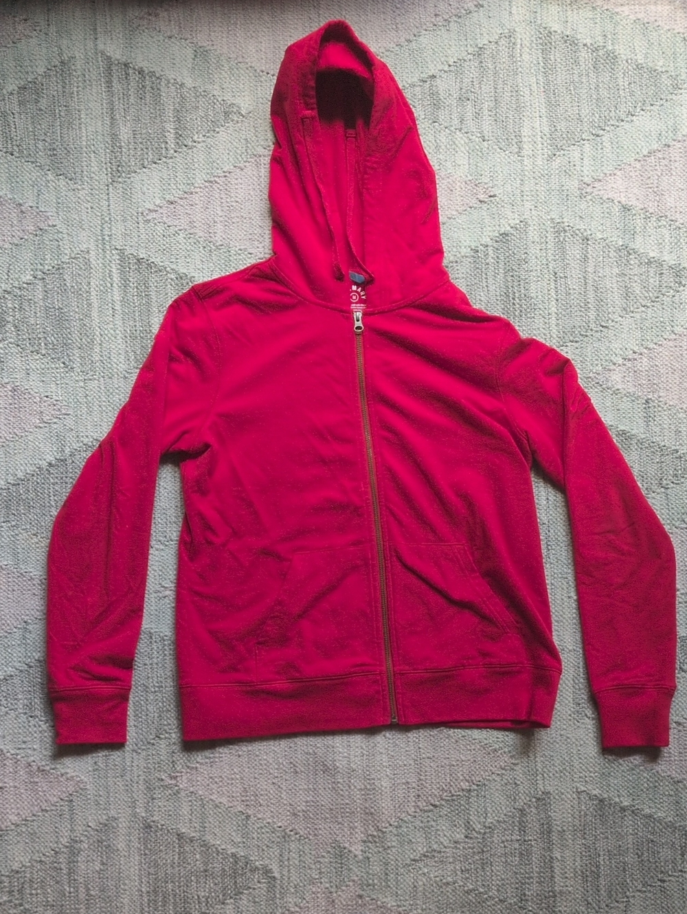 Primary Red Zip Up Hoodie with Navy Loop